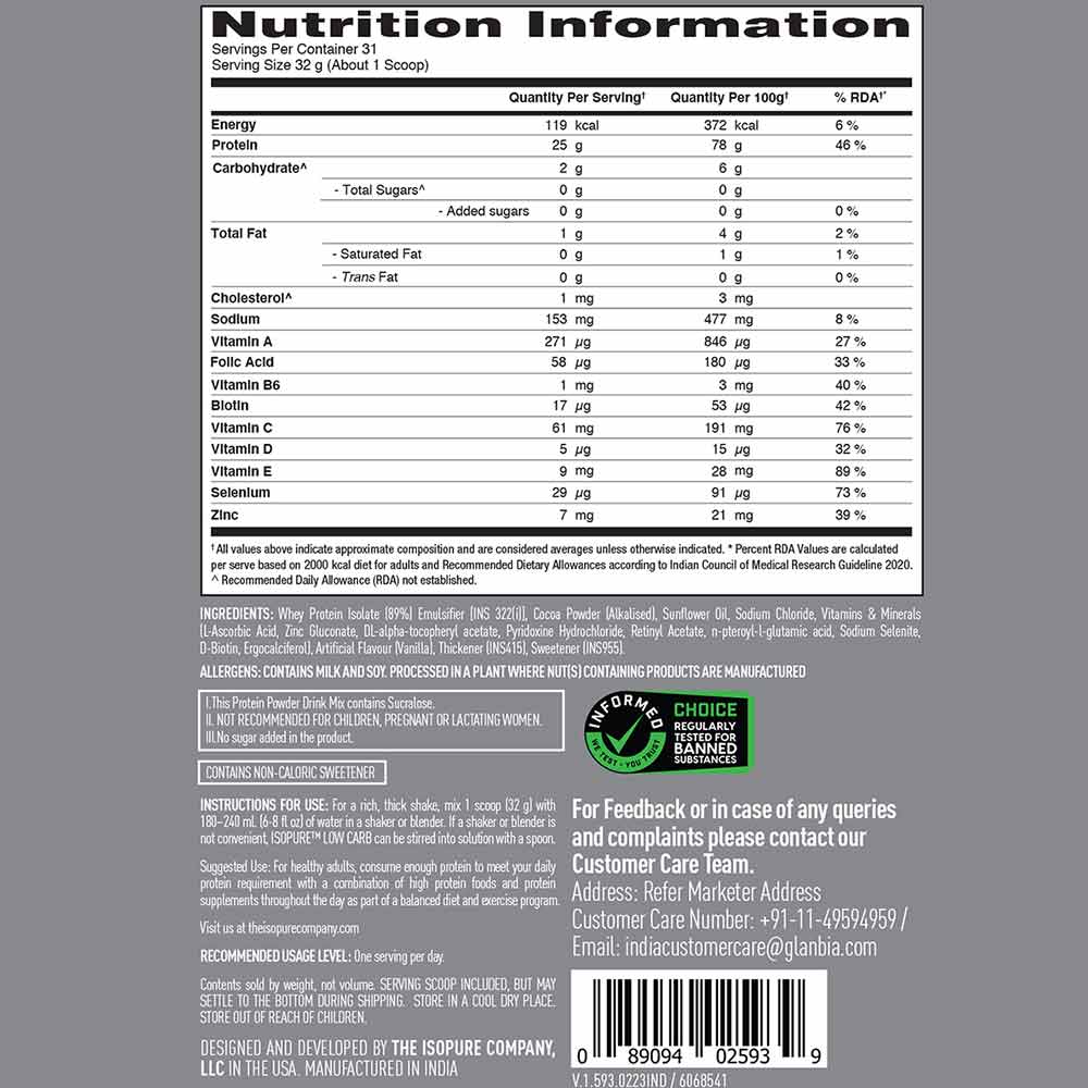 Isopure 100% Whey Protein Isolate