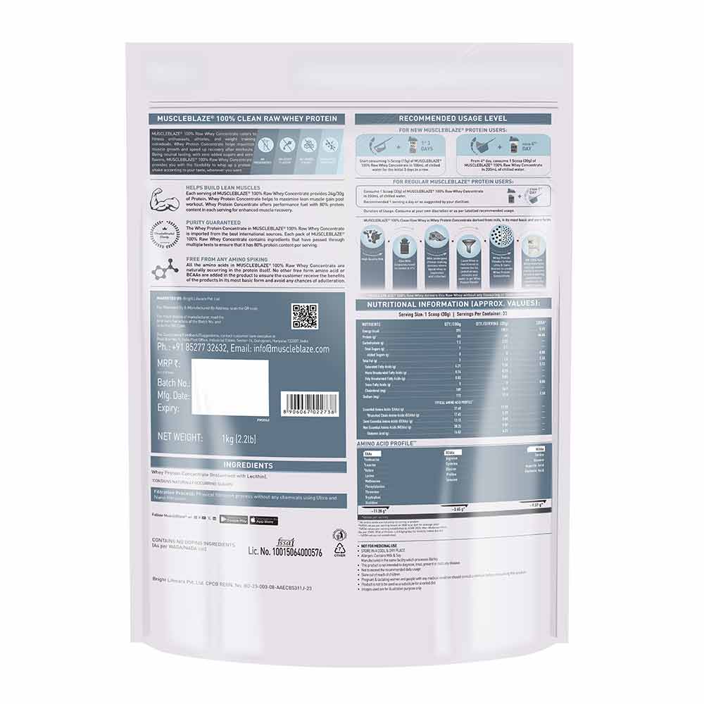 MuscleBlaze 100% Clean Raw Whey Concentrate