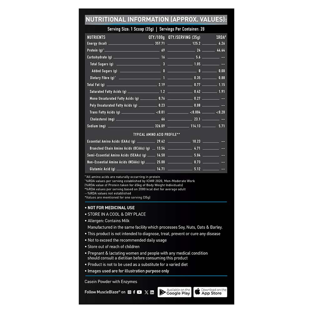 MuscleBlaze 100% Micellar Casein Slow Release Protein