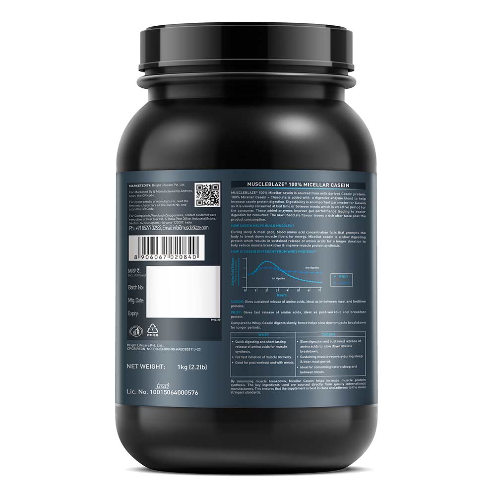 MuscleBlaze 100% Micellar Casein Slow Release Protein