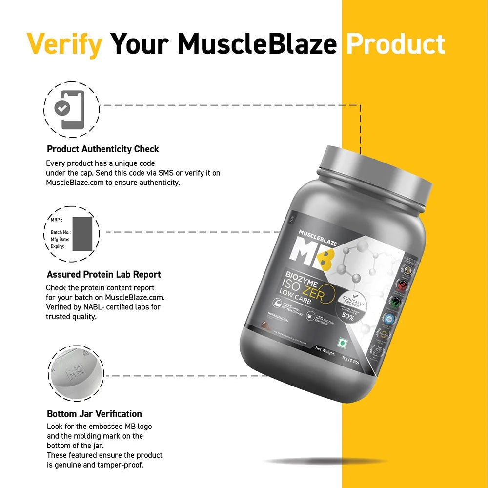 MuscleBlaze Biozyme Iso-Zero Low Carb Whey Protein