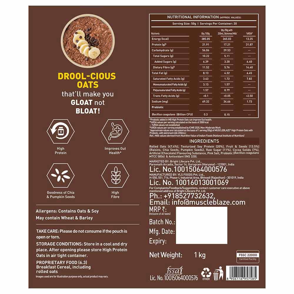 MuscleBlaze High Protein Oats OP