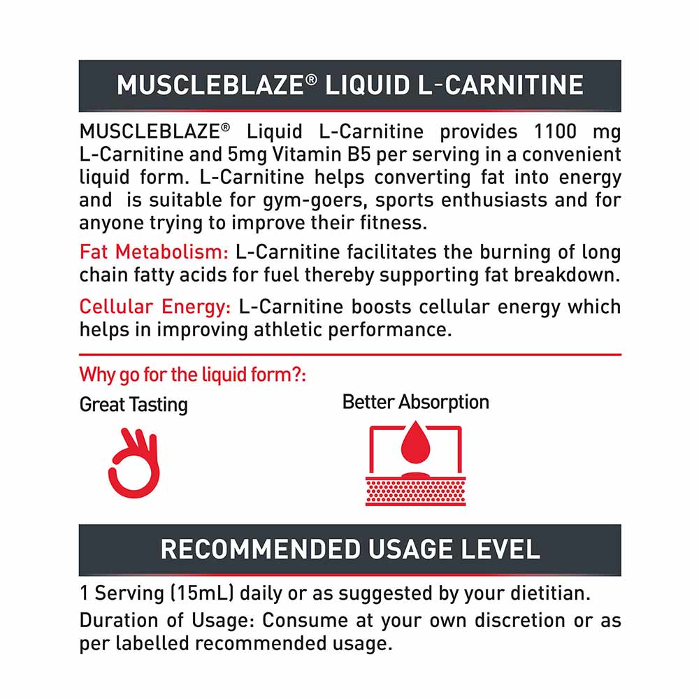 MuscleBlaze Liquid L-Carnitine 1100mg