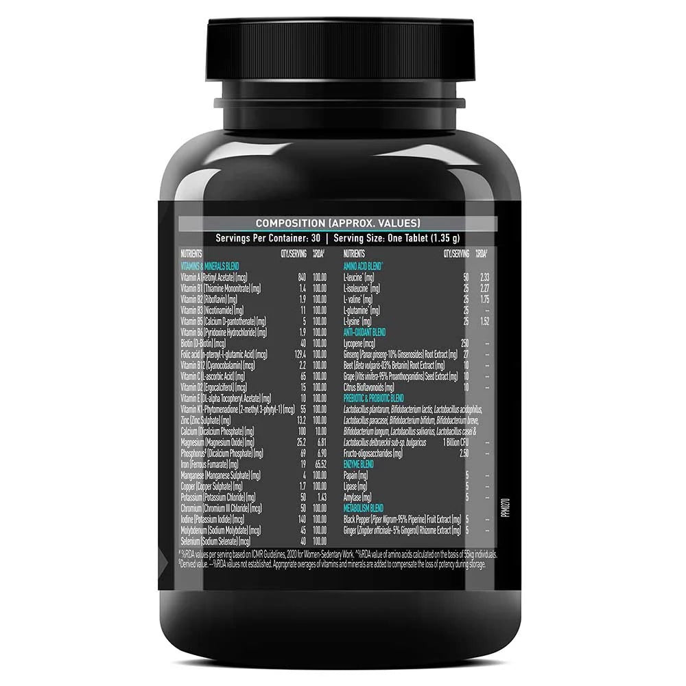 MuscleBlaze MB-VITE Daily Multivitamin, for Enhanced Energy, Stamina & Gut Health