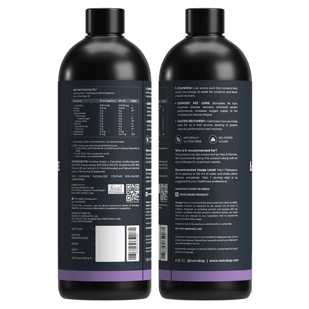 Nutrabay Pro Liquid L-Carnitine + Vitamin B5