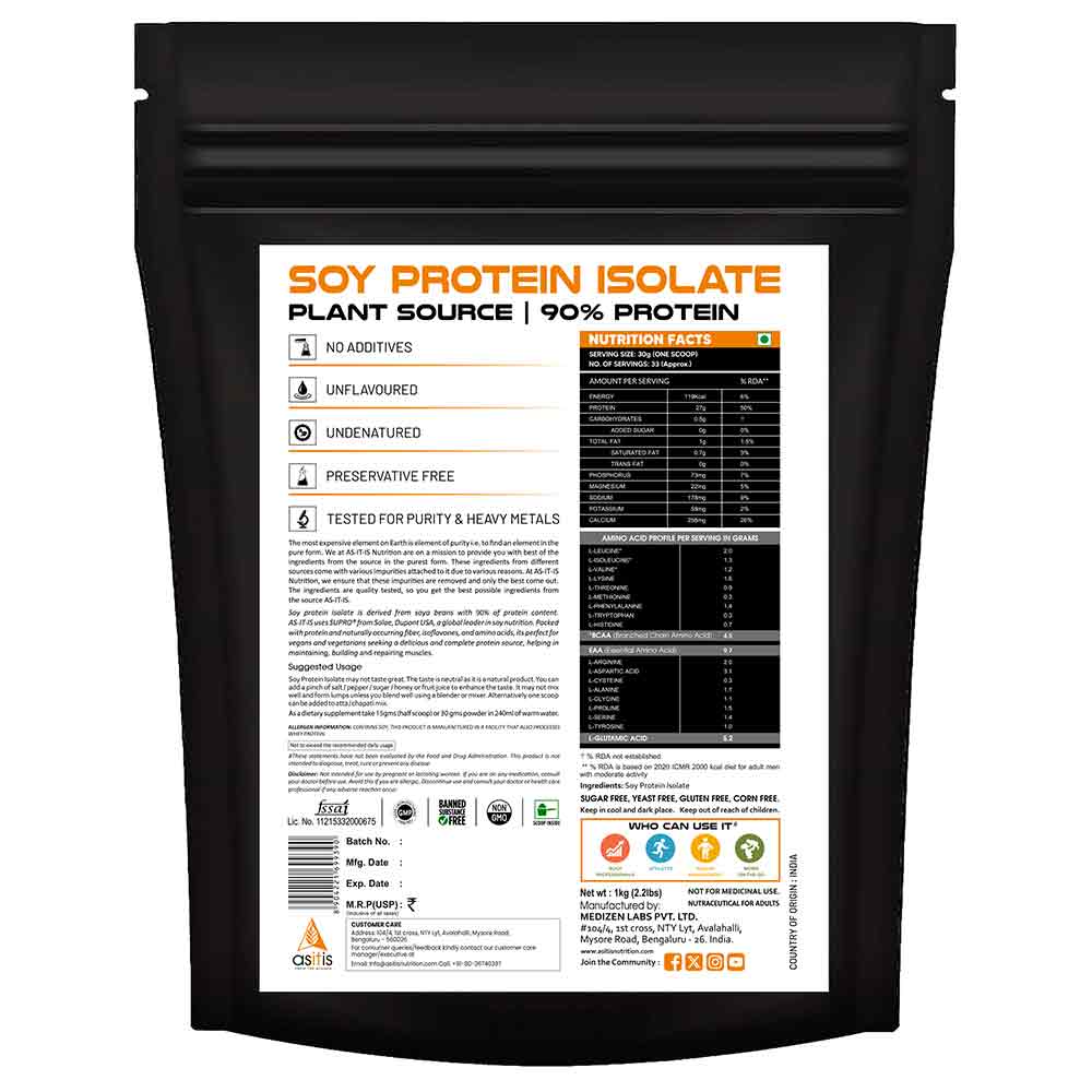 AS-IT-IS Nutrition Soy Protein Isolate