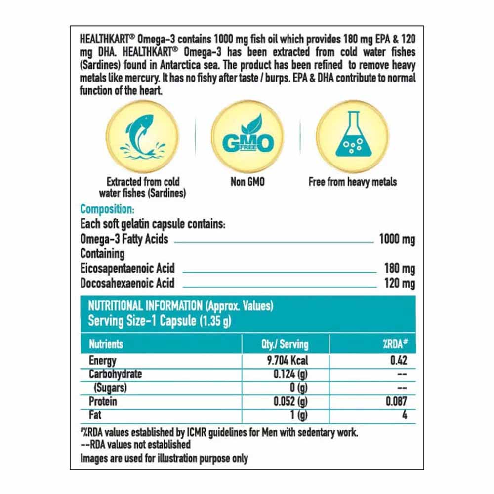 HealthKart Omega 3 1000mg with 180mg EPA and 120mg DHA OP
