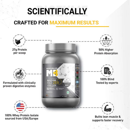 MuscleBlaze Biozyme Iso-Zero Low Carb Whey Protein