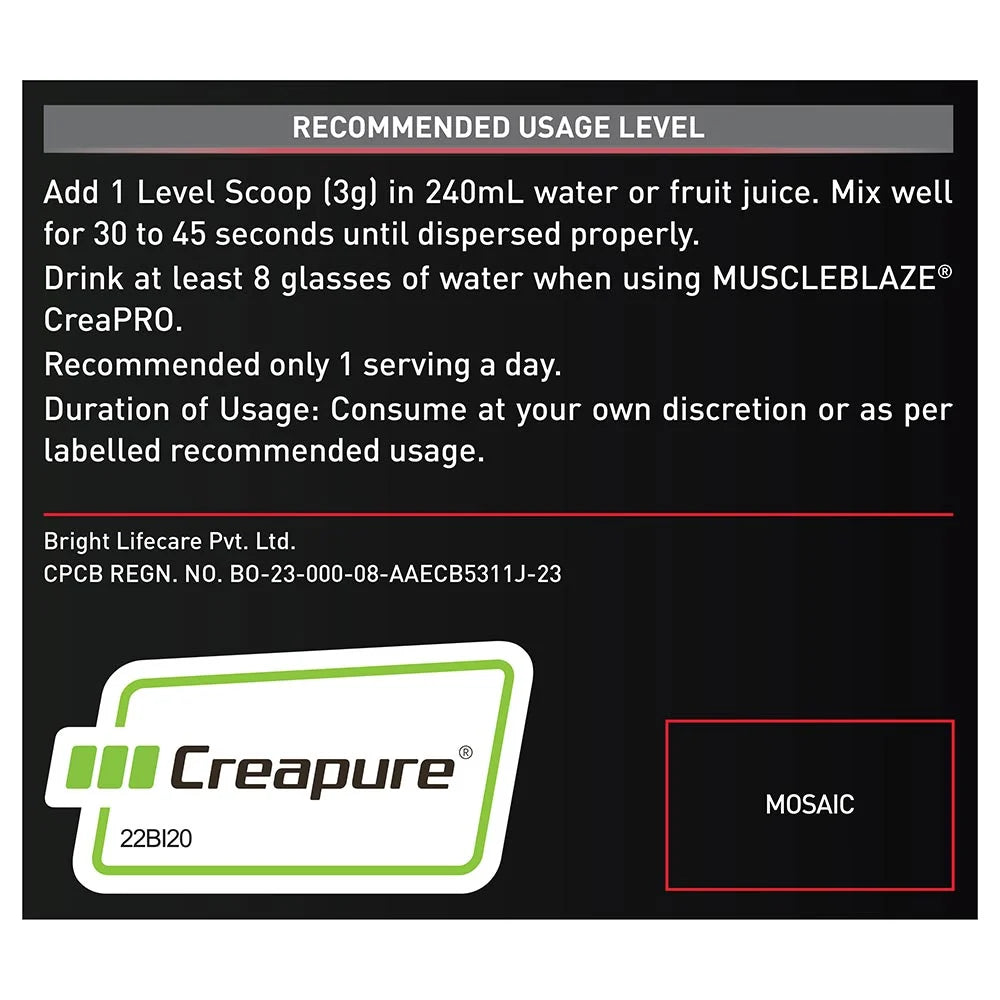MuscleBlaze CreaPRO Creatine with Creapure® Powder from Germany