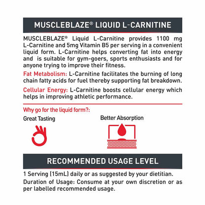 MuscleBlaze Liquid L-Carnitine 1100mg