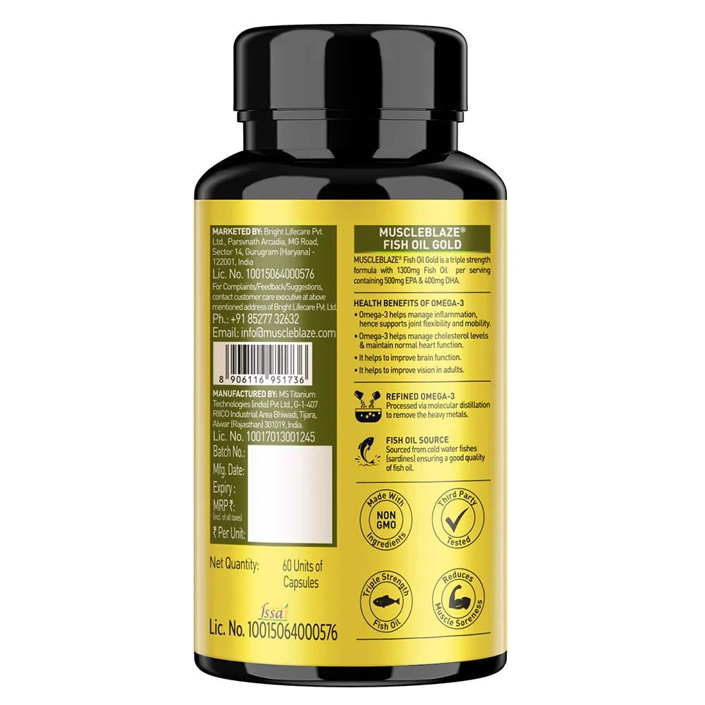 MuscleBlaze Omega 3 Fish Oil Gold 3x Triple Strength