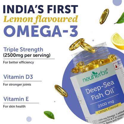Neuherbs Omega 3 Deep Sea Fish Oil for Heart, Brain & Bone