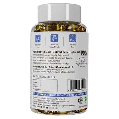 Neuherbs Omega 3 Deep Sea Fish Oil for Heart, Brain & Bone